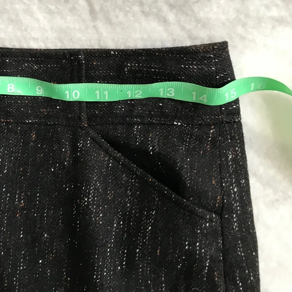 JCrew wool blend long pencil fit Black/Silver skirt w: pockets Size 2 Warm Chic